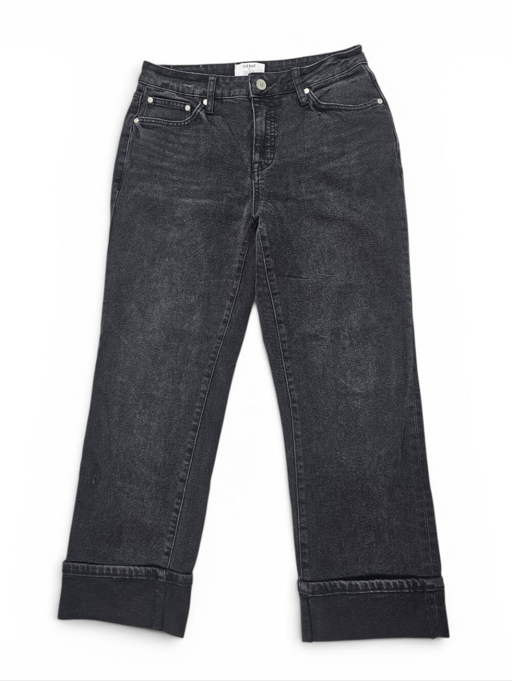Edited X Hunter McGrady Black Cuffed Wide Leg Jeans Women’s Size 2